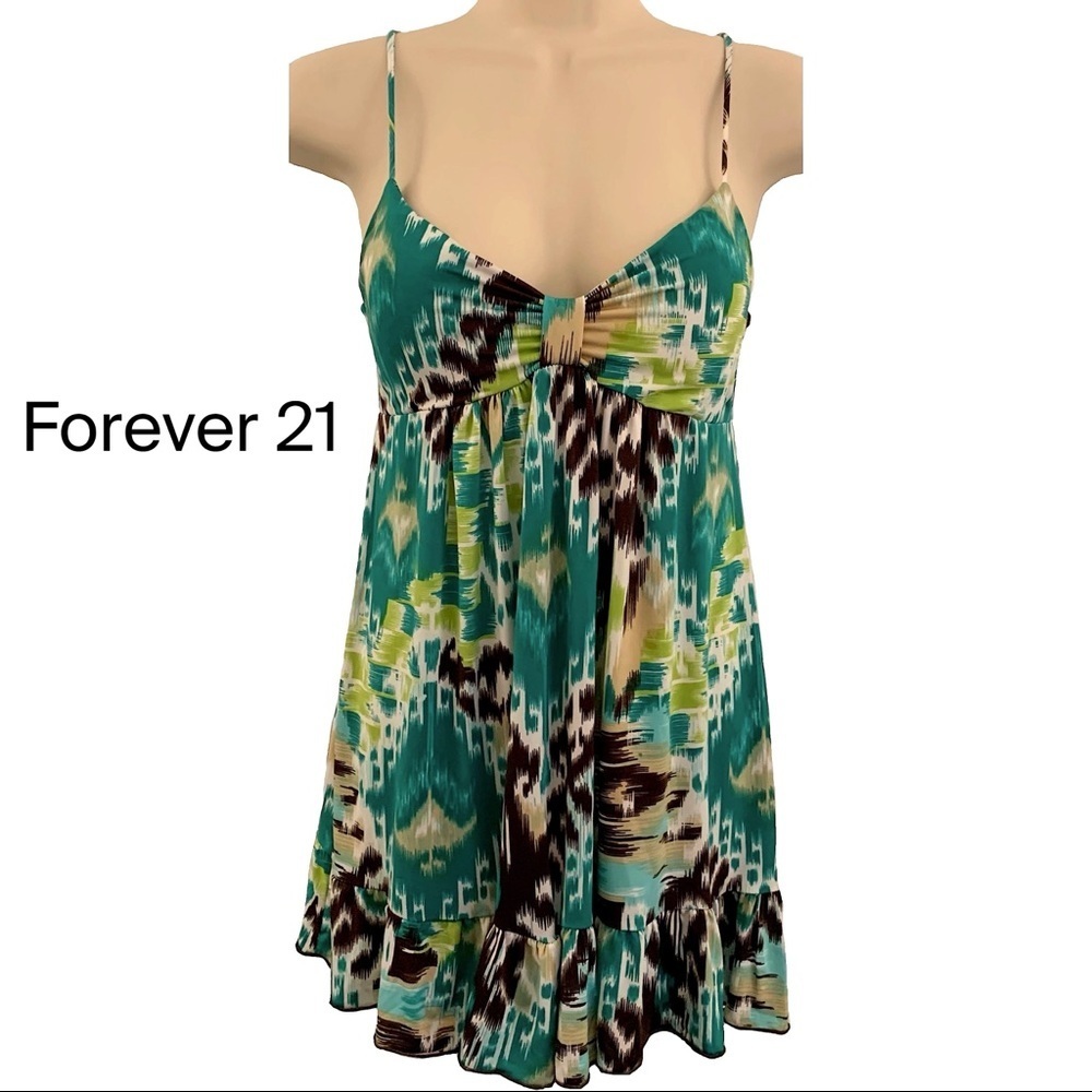 FOREVER 21 A-line V-neck Flared Ruffle Skirt Top Size Medium